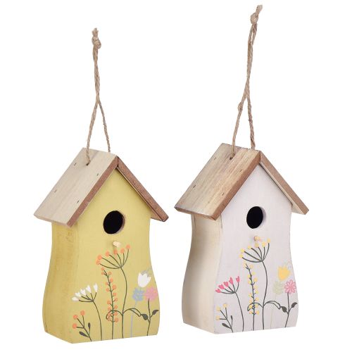 Prodotto Decorazione per casetta per uccelli da appendere in legno bianco giallo 13 cm 2 pz