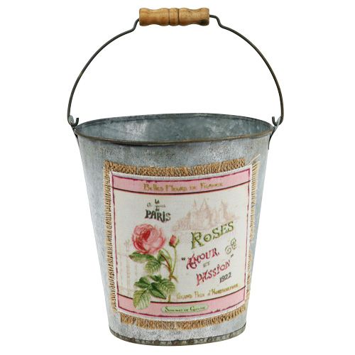 Secchio decorativo con motivo a rosa Ø16,5 cm H17,5 cm