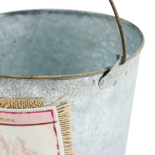 Floristik24 Secchio decorativo con motivo a rosa Ø16,5 cm H17,5 cm