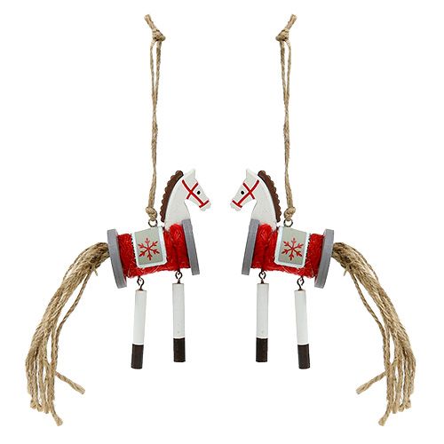 Floristik24 Decorazione-Appendiabiti cavallo rosso-bianco 20 cm 6 pezzi