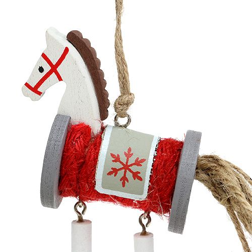 Floristik24 Decorazione-Appendiabiti cavallo rosso-bianco 20 cm 6 pezzi