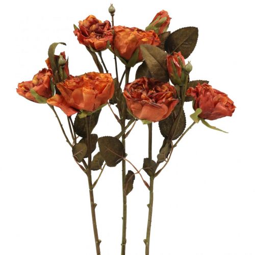 Deco rose bouquet fiori artificiali rose bouquet arancione 45cm 3pz
