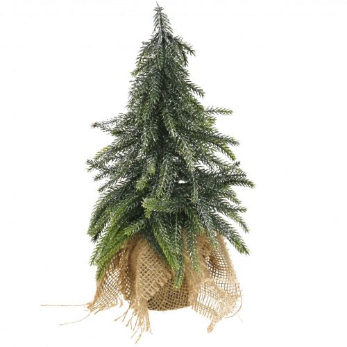 Floristik24 Déco albero di Natale mini abete sacchetto di iuta glitter, verde 26cm