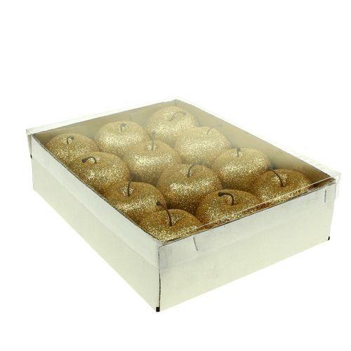 Floristik24 Mele Deco in oro con mica Ø6cm 12 pezzi