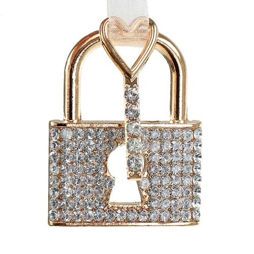 Floristik24 Lucchetto pendente con chiave 5cm oro / argento 2 pezzi