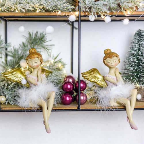 Floristik24 Sedile decorativo bordo angelo ballerina Ø11,5 H15cm 2 pezzi