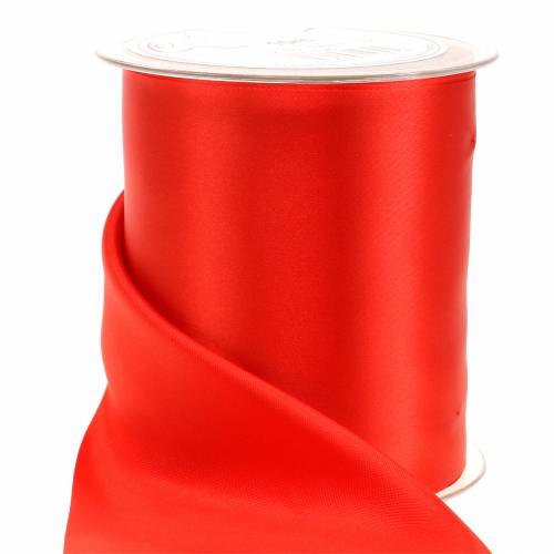Floristik24 Nastro da tavolo in raso rosso 100mm 15m