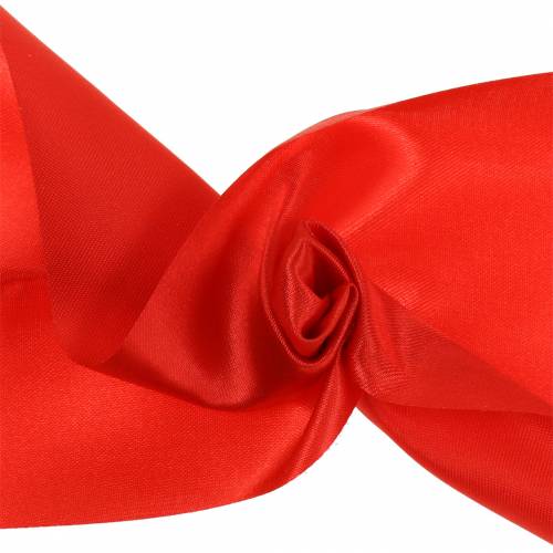Floristik24 Nastro da tavolo in raso rosso 100mm 15m