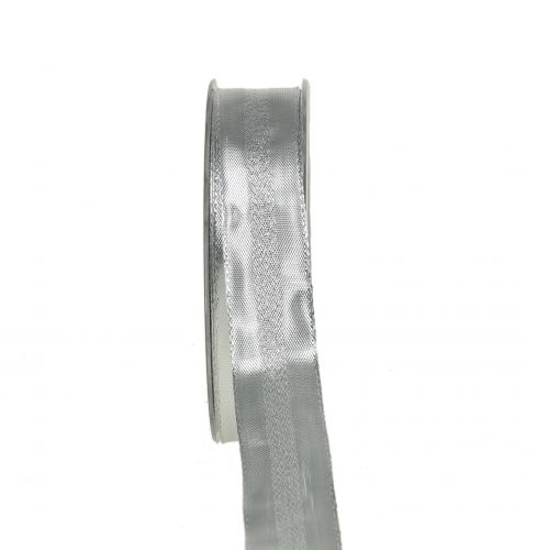 Nastro decorativo argento con strisce 25mm 20m