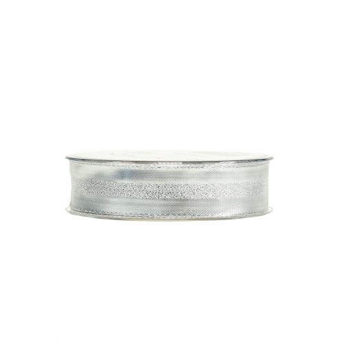 Prodotto Nastro decorativo argento con strisce 25mm 20m
