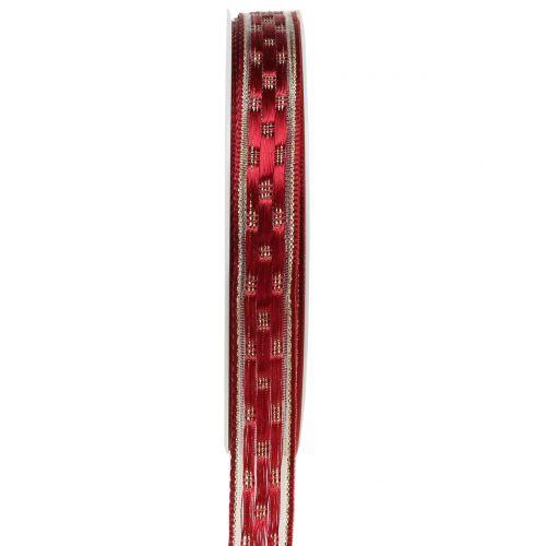 Floristik24 Cinturino decorativo rosso scuro con oro 15mm 25m