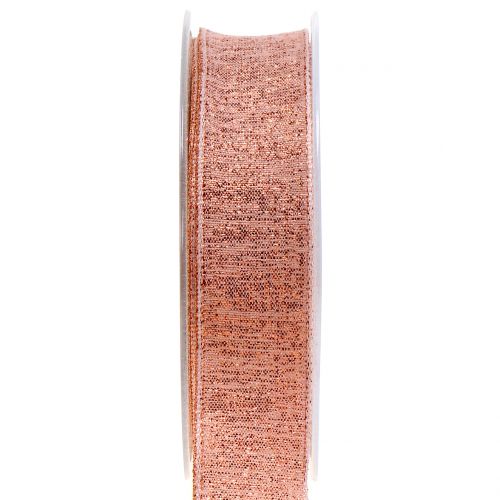Floristik24 Nastro decorativo con mica rame 25mm 20m