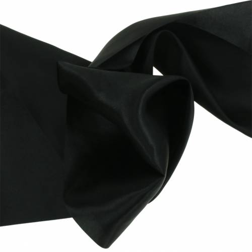 Floristik24 Fascia da tavolo in nastro di raso nero 200mm 10m