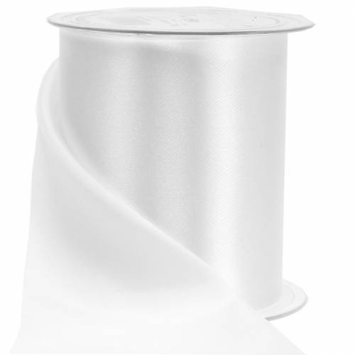 Floristik24 Nastro da tavolo in raso bianco 100mm 15m