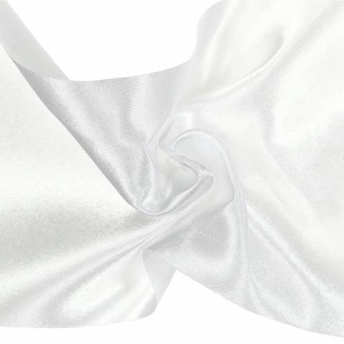 Floristik24 Nastro da tavolo in raso bianco 100mm 15m