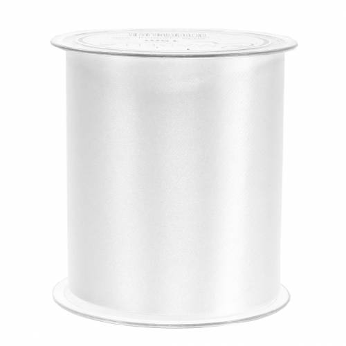 Floristik24 Nastro da tavolo in raso bianco 100mm 15m