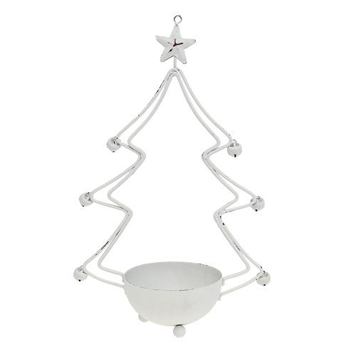 Floristik24 Albero decorativo con ciotola per tealight bianco 25 cm 2 pezzi