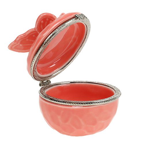 Floristik24 Scatola decorativa con farfalla salmone Ø6cm H6cm
