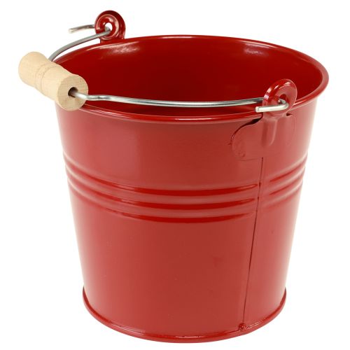 Prodotto Fioriera decorativa in metallo con secchiello rosso Ø16cm H14,5cm 1,6L