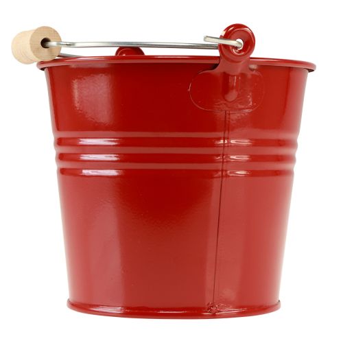 Prodotto Fioriera decorativa in metallo con secchiello rosso Ø16cm H14,5cm 1,6L
