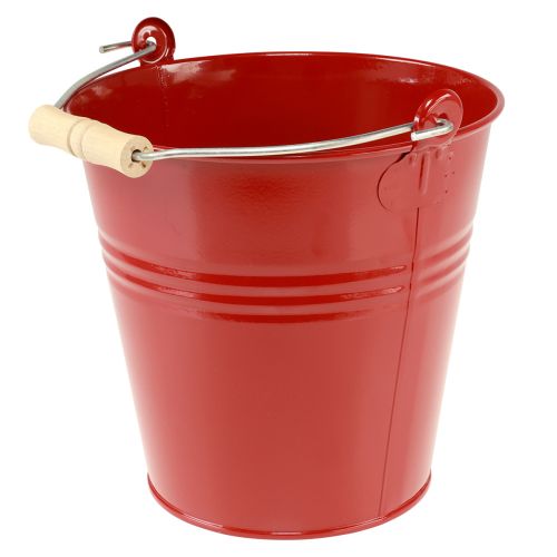 Floristik24 Fioriera decorativa in metallo con secchiello rosso Ø22cm H21,5cm 6L