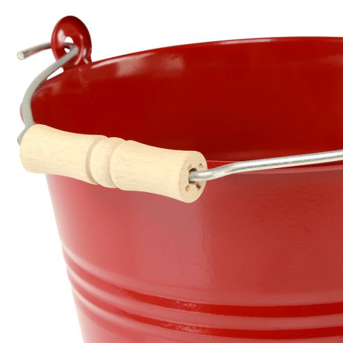 Prodotto Fioriera decorativa in metallo con secchiello rosso Ø22cm H21,5cm 6L