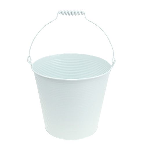Floristik24 Secchio decorativo bianco con scanalature Ø21cm H19cm 1p