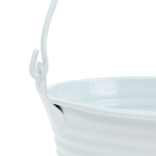 Floristik24 Secchio decorativo bianco con scanalature Ø21cm H19cm 1p