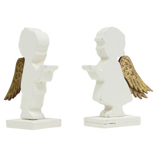 Floristik24 Deco Angelo bianco con ali d&#39;oro 8,5 cm 8 pezzi