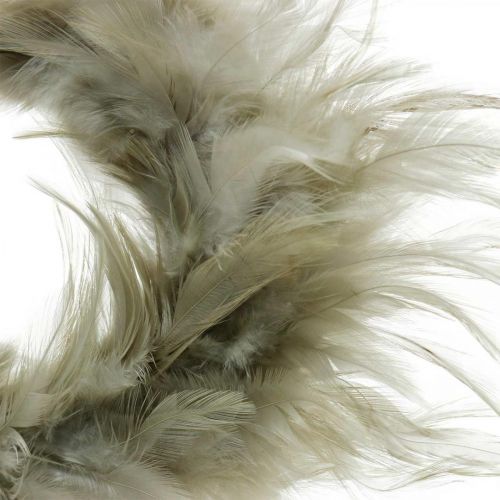 Floristik24 Ghirlanda di piume decorativa grigia Ø10,5cm Decorazione pasquale piume vere