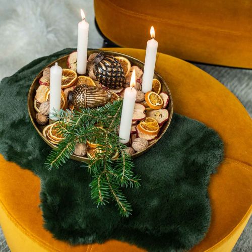 Floristik24 Tappeto decorativo in pelliccia sintetica verde 55×38 cm