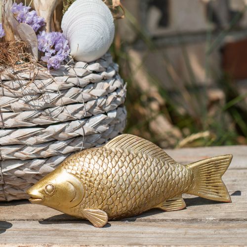 Floristik24 Statua Decorativa Pesce Color Oro da Appoggiare Scultura Pesce Poliresina Piccola L18cm