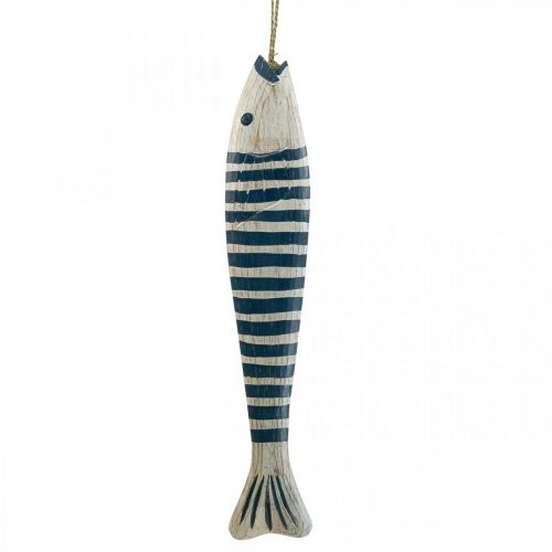 Deco fish wood Pesce in legno da appendere Blu scuro H57.5cm