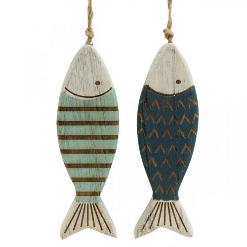 Prodotto Pesce decorativo marittimo decorazione da appendere pesce in legno blu L16cm 4 pezzi