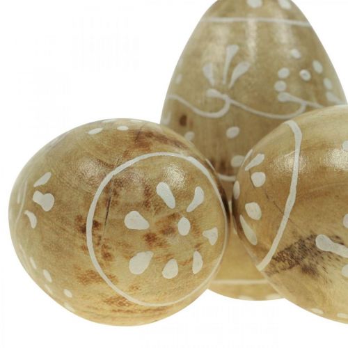 Floristik24 Uova di legno, uova decorative, uova di Pasqua in legno di mango 8×5 cm 6 pz