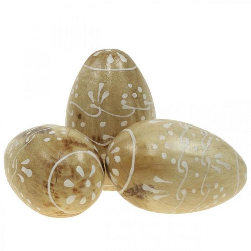 Prodotto Uova di legno, uova decorative, uova di Pasqua in legno di mango 8×5cm 6pz