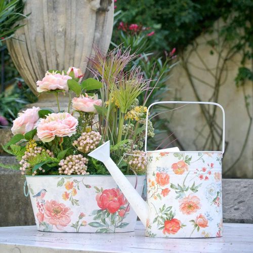 Annaffiatoio decorativo in metallo vintage rose decorazione estiva giardino H31.5cm