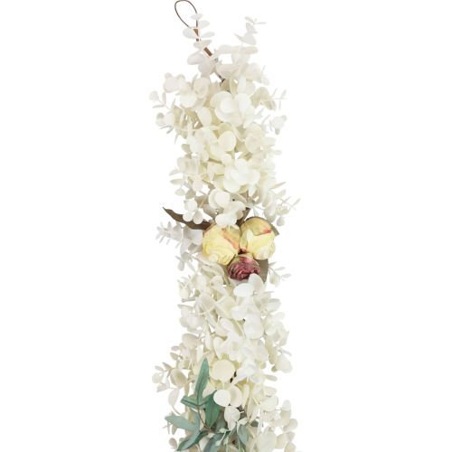 Prodotto Ghirlanda decorativa ghirlanda di piante di eucalipto rose artificiali aspetto secco 170 cm sbiancate