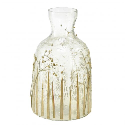 Floristik24 Vaso decorativo in vetro con vero decoro in gypsophila Ø9,5 cm H18 cm