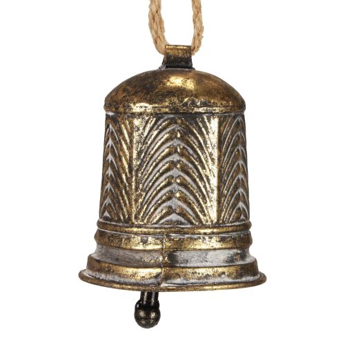 Floristik24 Campana decorativa in metallo, decorazione campana natalizia aspetto anik dorato Ø10,5 cm×13 cm