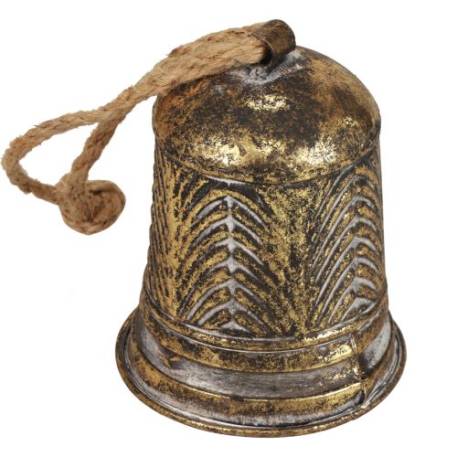Floristik24 Campana decorativa in metallo, decorazione campana natalizia aspetto anik dorato Ø10,5 cm×13 cm