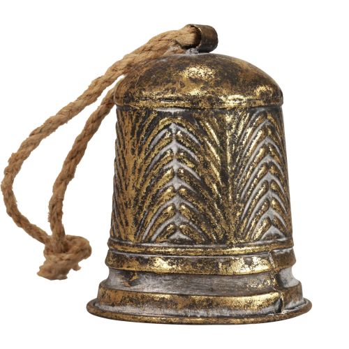 Floristik24 Campana decorativa in metallo, decorazione campana natalizia aspetto anik dorato Ø10,5 cm×13 cm