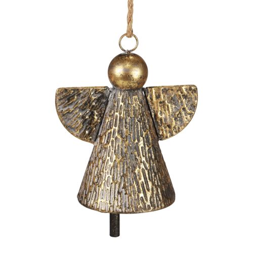 Floristik24 Campana decorativa Angelo di Natale, decorazione campana di Natale dorata aspetto antico 21 cm