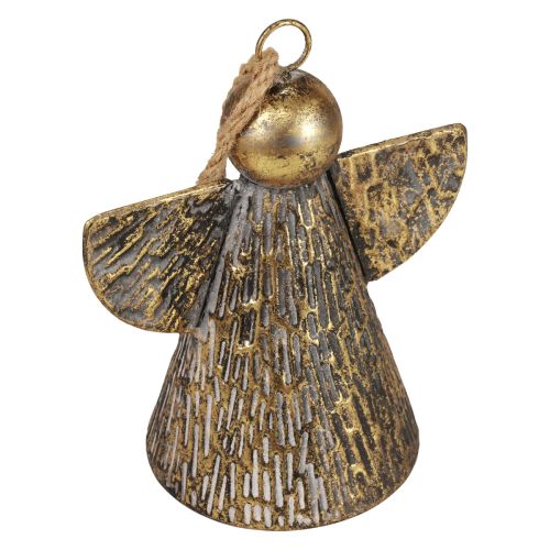 Floristik24 Campana decorativa Angelo di Natale, decorazione campana di Natale dorata aspetto antico 21 cm