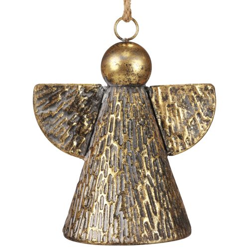 Floristik24 Campana decorativa Angelo di Natale, decorazione campana di Natale dorata aspetto antico 21 cm