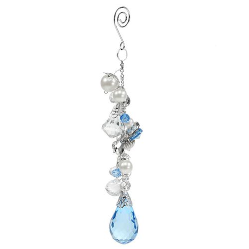 Floristik24 Appendiabiti decorativo argento, blu L 23 cm