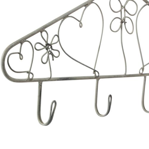 Floristik24 Appendiabiti decorativo appendiabiti con ganci vintage grigio 40×23 cm