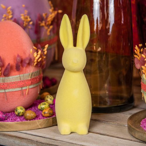 Floristik24 Deco Bunny Deco Easter Bunny floccato giallo chiaro H29.5cm 2 pezzi