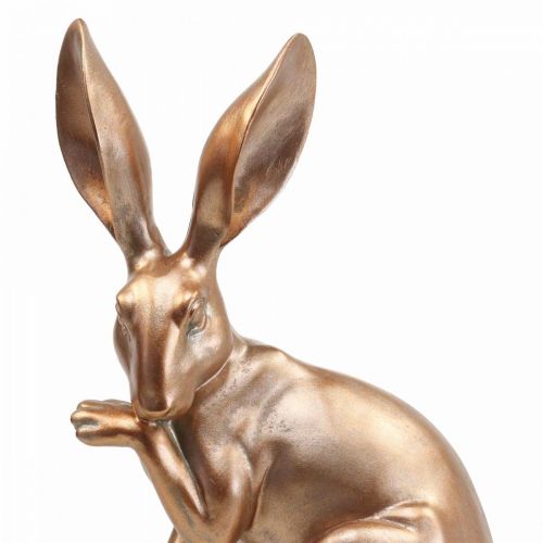 Floristik24 Deco bunny gold seduto coppia di coniglietti pasquali H30.5cm 2pz