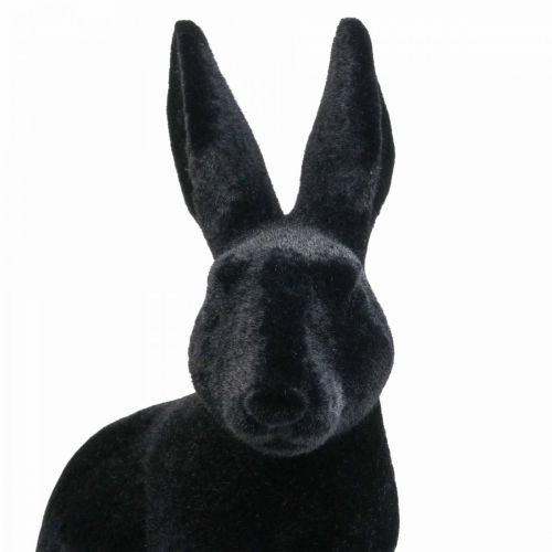Floristik24 Decorazione Coniglietto Pasquale Grande Ceramica Floccata Nera H42.5cm